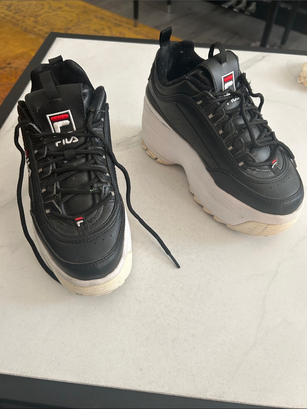 FILA Black and White Women's High Platform Sneakers Size 7